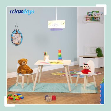 Дитячий комплект меблів Relaxdays, 3 предмети, дитячий стіл з 2 стільцями, для дівчаток та хлопчиків, зона відпочинку для дитячої кімнати, білий/натуральний