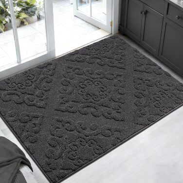 Килимок COSY HOMEER для вловлювання бруду 80 x 120 см, килимок для дверей, що миється, нековзний килимок для входу в приміщенні, килимок для входу, вхідні двері, темно-сірий, 80 x 120 см (прямокутний)