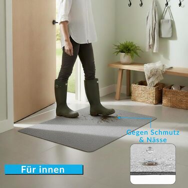 Тонкий надзвичайно плоский килимок для дверей товщиною 2 мм, 60x90 см, тонкий килимок для внутрішніх приміщень, тонкий повстяний килимок з протиковзкою підкладкою, килимок для внутрішніх приміщень, сірий, 90 см x 60 см