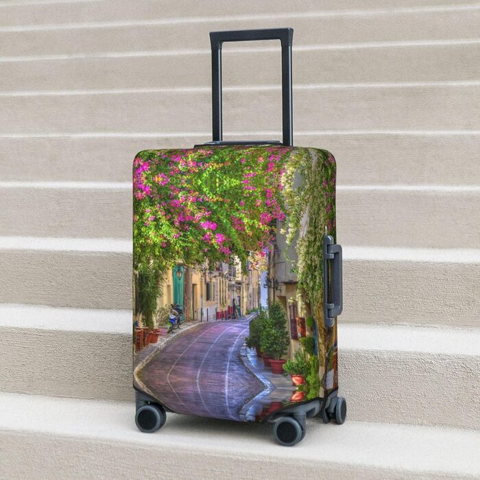 Чохол для валізи Весняний сад з принтом, еластичний захист від подряпин та пилу, чорний, розмір 95