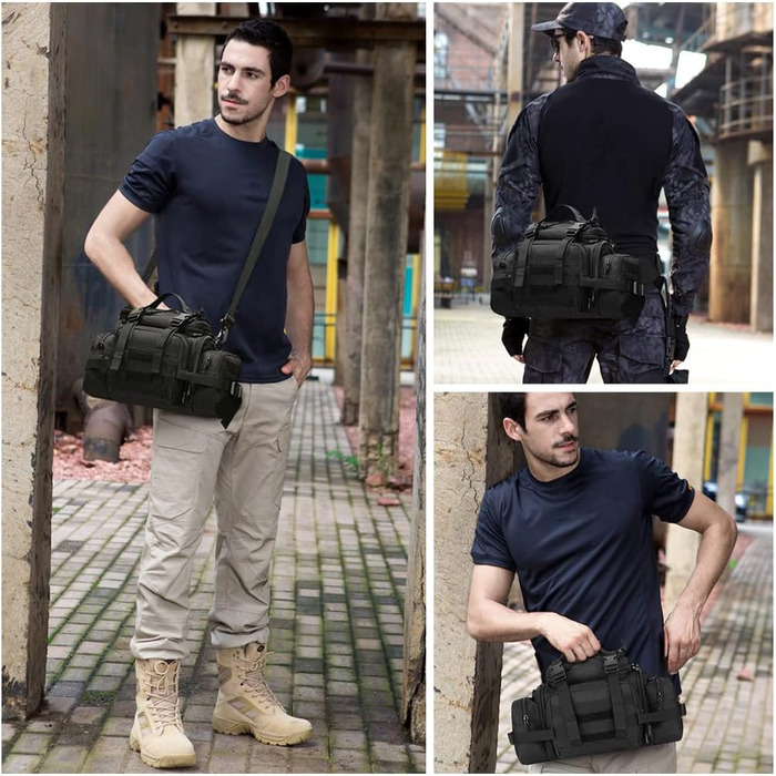 Багатофункціональна поясна сумка Bumbag Military for Sport Outdoor Running Camping Hiking Trekking Black 40*25*18cm, 3Way Belt Bag Waterproof Fanny Pack Tactical Crossbody