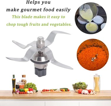 Змінний ніж Poweka сумісний з кухонним комбайном з нержавіючої сталі Silvercrest Monsieur Cuisine Connect і Monsieur Cuisine Smart з ущільнювальним кільцем і щіткою для чищення