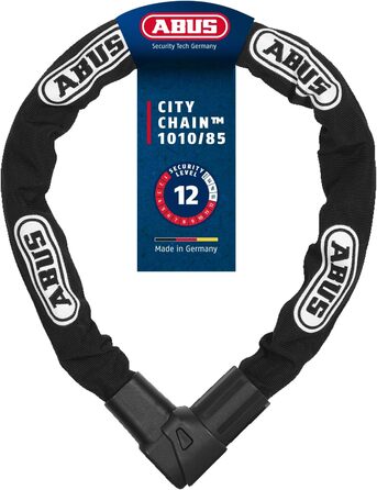 Ланцюговий замок ABUS CityChain 1010 Велосипедний замок із загартованої сталі рівень безпеки ABUS 12 Чорний 85 см Одинарний