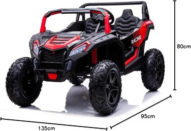 Дитячий електромобіль UTV XXL 24V 2 шт. місцевий, червоний, електромобіль для дітей 2 шт. місцевий, шкіряні сидіння, 2 двигуни по