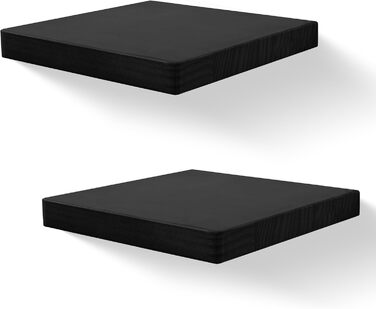 Плаваючі настінні полиці, комплект з 2 шт. , квадратні полиці з масиву дерева 20,3 см, маленькі декоративні настінні полиці для ванної кімнати, спальні, вітальні та кухні Чорний Чорний 20,3 см - 2 шт. и