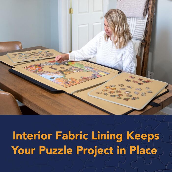 Портативна дошка для пазлів із кришкою та знімними панелями для організації, зберігання та транспортування, розміри 61 x 80 см, 15