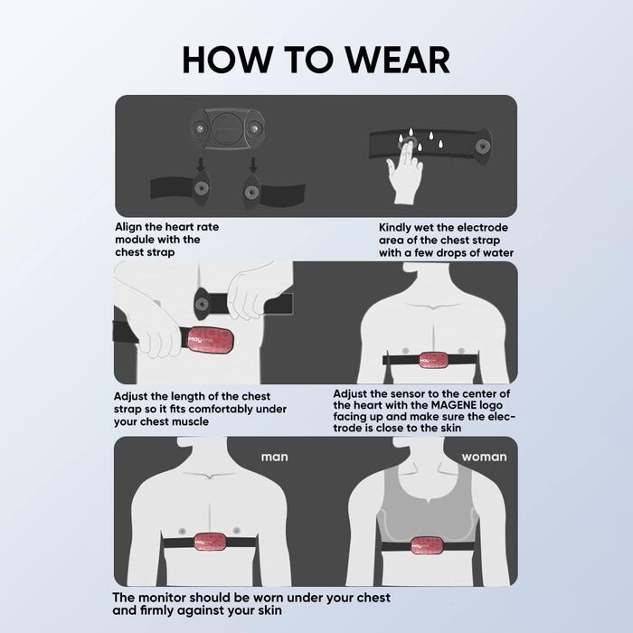 Пульсометр Magene H603, нагрудний ремінець, фітнес-трекер HRM, водонепроникність IP67, підтримка Bluetooth 4.2 та ANT, сумісний з Wahoo, Zwift, Strava, Elite HRV, 62.3 35.1 11.5 мм, червоний