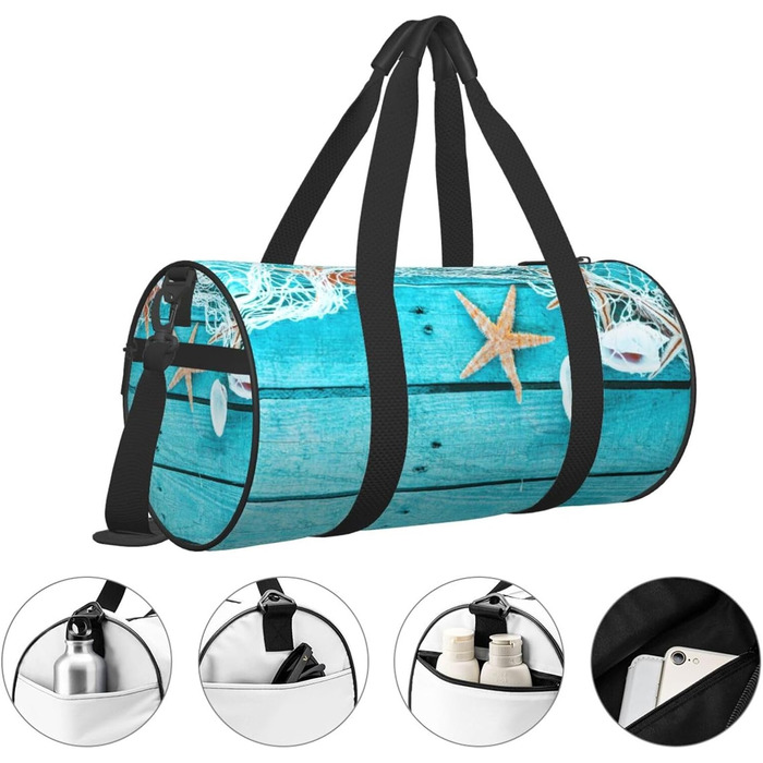 Спортивна сумка, дорожня сумка, пляжна палатка, морська колекція, вінтажний стиль, бохо-принт, сумка для ночівлі, чорний колір, універсальний розмір, сумка для подорожей