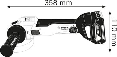 Акумуляторна кутова шліфувальна машина GWS 18V-10 (Ø диска 125 мм, вкл. швидкознімну гайку, захисний кожух, монтажний фланець, без