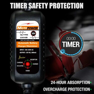 Автоматичний зарядний пристрій для автомобілів, мотоциклів, квадроциклів, будинків на колесах, електромобілів, катерів, 00205A 12V