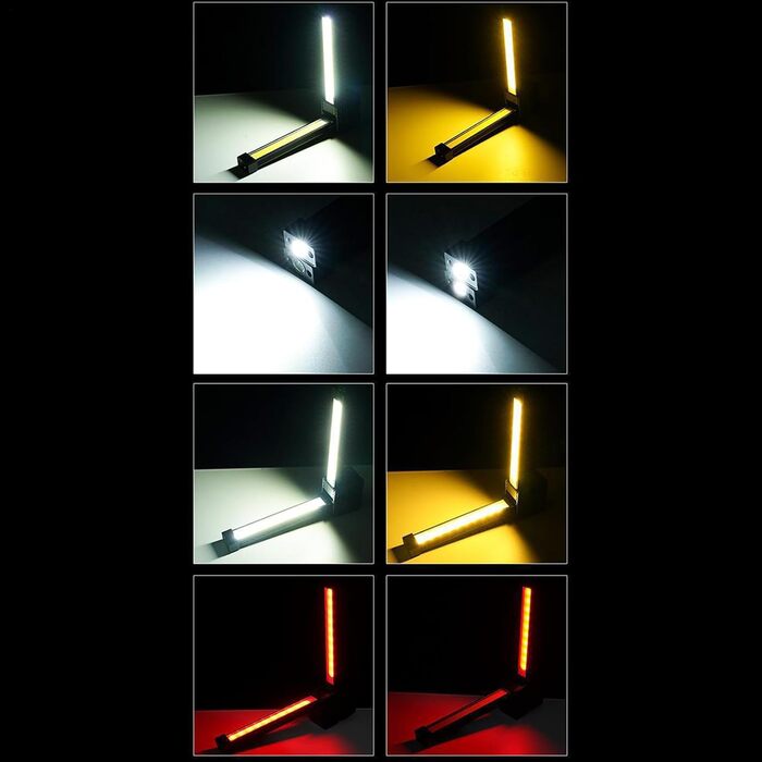 Лампа для позування Портативна світлодіодна лампа для бодібілдингу, 7 рівнів яскравості з білим, жовтим та червоним режимами, магнітна основа, що обертається на 180, з гачком для підвішування, зарядний пристрій USB, водонепроникний