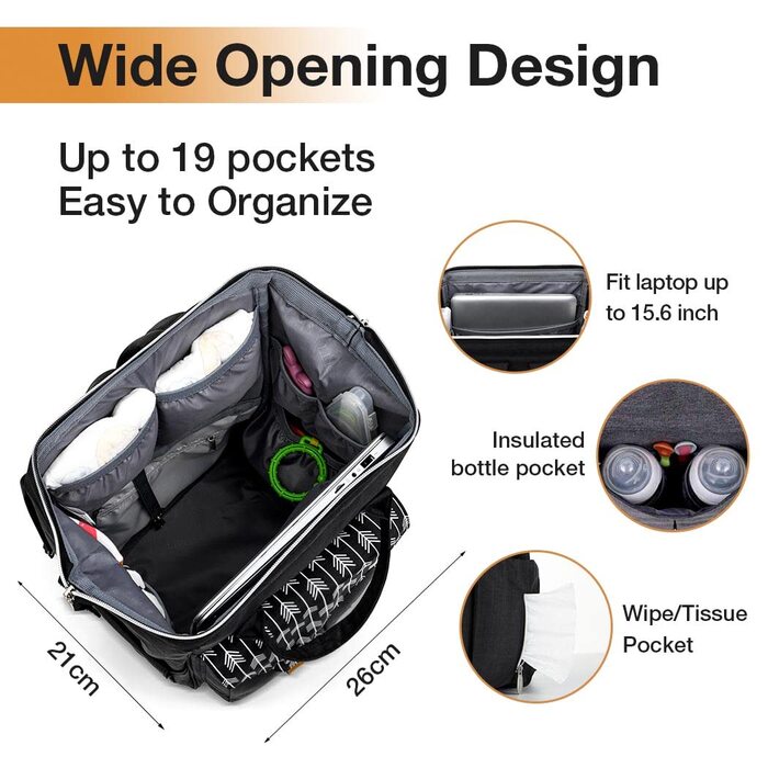 Пеленальний рюкзак для пеленання з пеленальним килимком Багатофункціональна дорожня сумка-рюкзак великої місткості для подорожей в