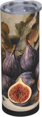 Кружка з прямою трубочкою, 590 мл, принт з інжиром, підходить для кемпінгу, офісу та дому.