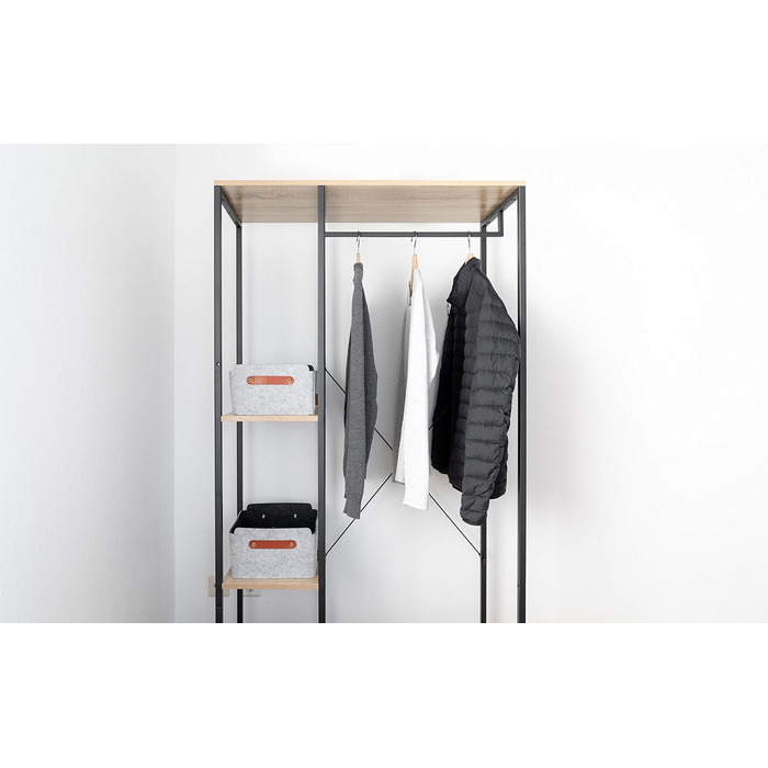 Фетровий ящик для зберігання Miqio Design зі шкіряною ручкою Високоякісний фетровий кошик Фетровий ящик з ручками з натуральної шкіри Кошик-поличка Світло-сірий Набір з 4 фетрових кошиків (325x15 см) Сірий меланж з елементами з натуральної шкіри