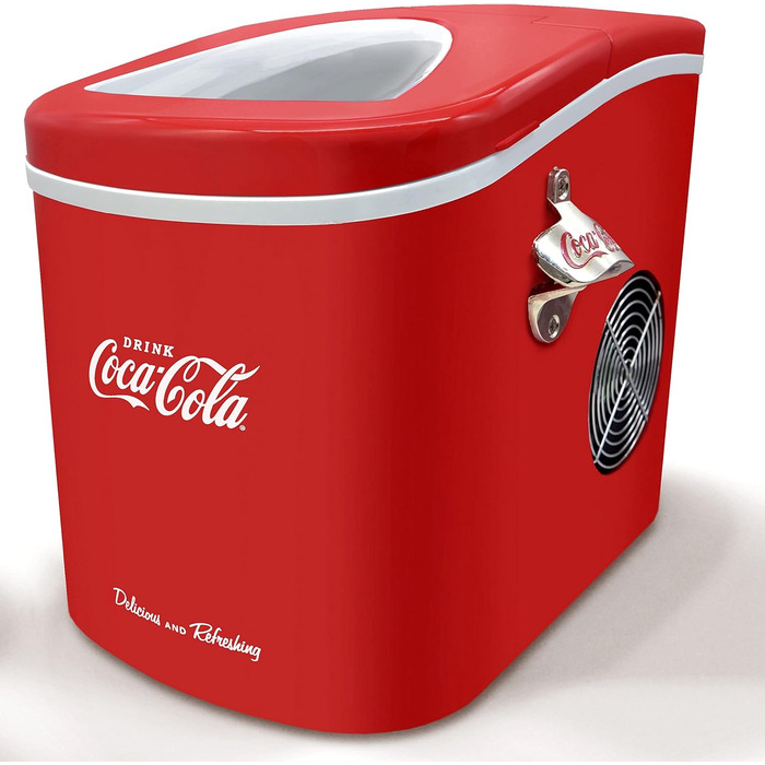 Машина для виробництва кубиків льоду Salco Coca-Cola Льодогенератор Льодогенератор 12 кг, тихий, вартість електроенергії лише 4 ct/заряд кубиків льоду, LED-дисплей, 2 розміри кубиків льоду, ідеально підходить для вечірки чи дня народження