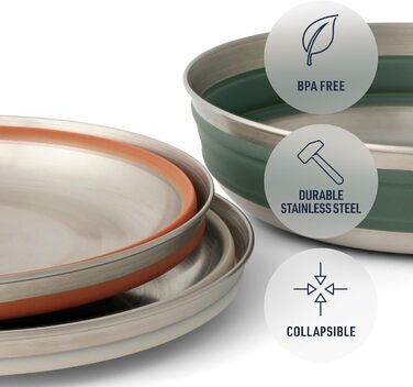 Складана миска з нержавіючої сталі Sea to Summit Detour, велика - Складана миска, зелений лавровий вінок, велика