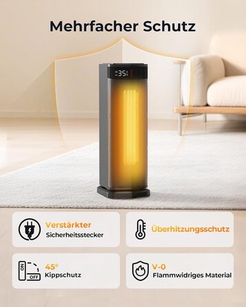 Енергозберігаючий вентилятор-обігрівач ПЕРЕМОЖЕЦЬ ТЕСТУ, 2000 Вт ECO вентилятор-обігрівач, тихий, 24-годинний таймер, невеликий вентилятор-обігрівач з коливанням 90, захист від перекидання та перегріву, чорний