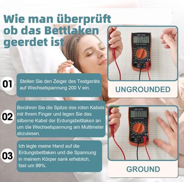 Килимок для заземлення 150x200 см Дихаюче простирадло для заземлення Срібне волокно Заземлюючий простирадло для здоров&39я із заземлюючим кабелем для кращого сну Бежевий 150X200 см
