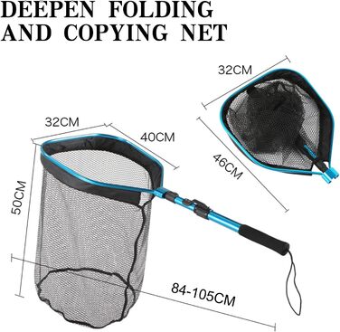 Гумований підсак для риболовлі, телескопічний складаний підсак, сачок для лосося, сома, окуня, легко ловити та випускати