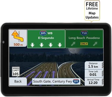 Навігаційні пристрої Riloer для автомобілів Універсальний GPS-навігаційний комплект, 7-дюймовий дисплей супутникової навігації з кронштейном FM-передавач, навігація по карті, багатомовні налаштування, відтворення MP3, з підставкою