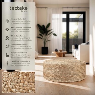 Пуф ручної роботи з джуту в стилі бохо, круглий табурет, меблі для декору кімнати, подушка на підлогу, подушка на сидіння на підлогу, пуф-табурет, м&39який табурет, крісло-мішок, табурет для сидіння, подушка на сидіння на підлогу - Ellipse