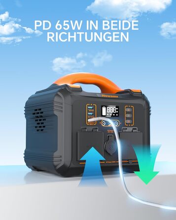 Портативна електростанція Newsmy 300 Вт/230 В x 2 виходи змінного струму (пік 600 Вт) Чиста синусоїда 236,25 Втгод LiFeMnPO4 акумулятор, сонячний генератор для кемпінгу/відпочинку на природі/аварійного/побутового блоку живлення 236 Втгод чорного кольору