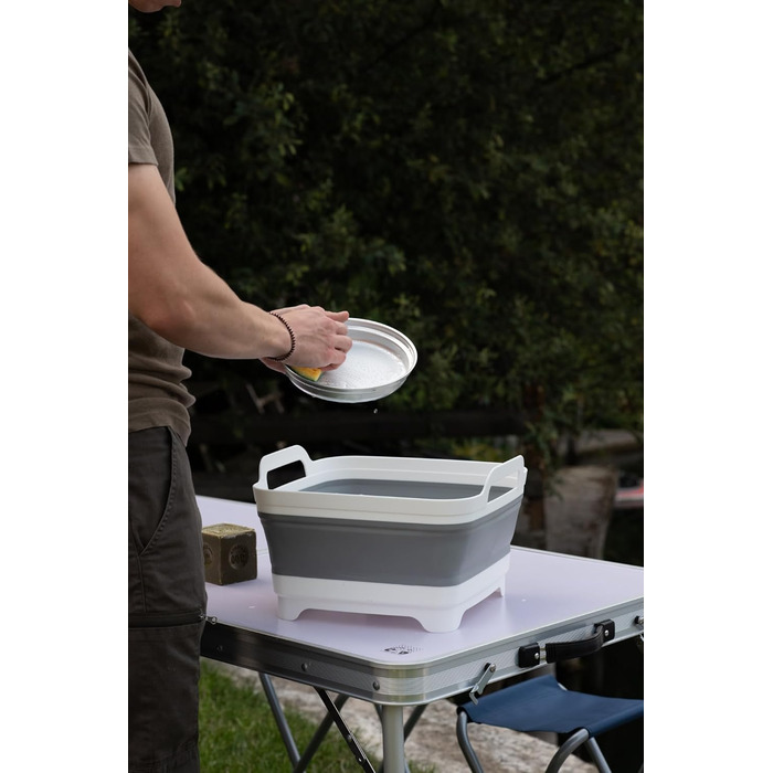 Висувна миска Cao 9 літрів для дорослих унісекс сіро-біла 30,5 x 30 см - В 20 см (розкрита) - В 7 см (складена)