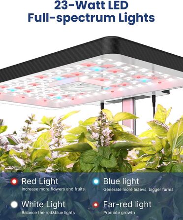 Гідропонна система вирощування iDOO, 12 стручків кімнатного травяного саду з автоматичним таймером, розумний сад зі світлодіодною лампою для рослин і вентилятором, регульований по висоті садовий набір трав, чорний