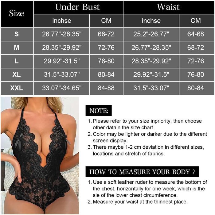 Сексуальний боді-бебідолл OhYeahLady, мереживний, чорний, L