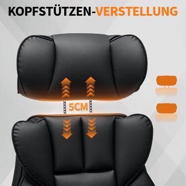 Ергономічне офісне крісло HOFFREE, до 200 кг, штучна шкіра, чорний