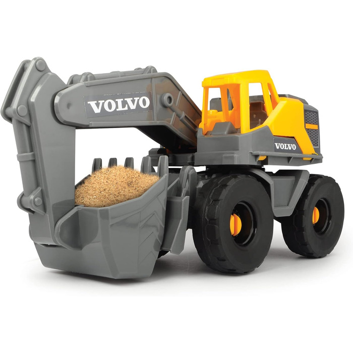 Іграшковий будівельний майданчик Volvo (набір з 9 деталей) - для дітей віком від 3 років, кран висотою 1 метр, 3 машини на будівельному майданчику (навантажувач, екскаватор, самоскид), іграшка з піском та шолом, різнокольорові (203724007).