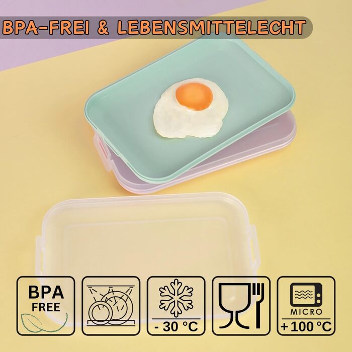 Набір із 6 контейнерів для делікатесів із вбудованим підносом, контейнер для зберігання продуктів, харчовий контейнер, коробка для делікатесів, штабелюється, без BPA, кухонне начиння, пластик, різні кольори 16