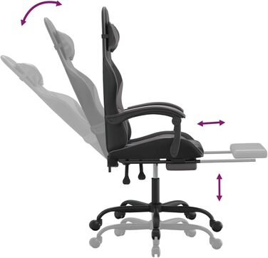 Ігрове крісло з підставкою для ніг, крісло для ПК, ігрове крісло, крісло для геймерів, крісла для ігор, крісла для кабінету, крісло для PlayStation, комп&39ютерне крісло, чорно-сіра штучна шкіра