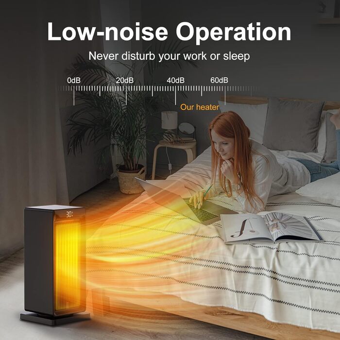 Тепловентилятор OMISOON 2000 Вт, енергозберігаючий безшумний тепловентилятор ECO, керамічний нагрівач PTC електричний з коливанням