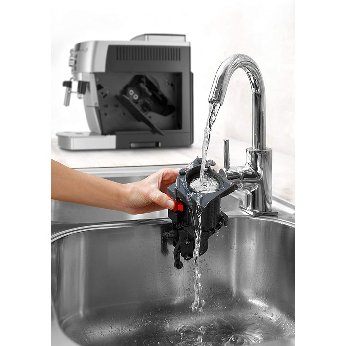 Повністю автоматична кавоварка з насадкою для спінювання молока, цифровим дисплеєм з простим текстом, функцією на 2 чашки, великим резервуаром для води об'ємом 1,8 л, 35,4 x 23,8 x 43 см, сріблястий, 22.110.SB