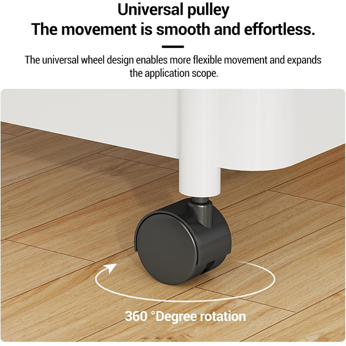 Візок на колесах, кухонний візок, кухонна полиця, нішева полиця з колесами, що обертаються на 360, сталева рама, 5-ярусний сервірувальний візок для ванної кімнати, кухні, офісу, 41 x 28 x 128 см, білий