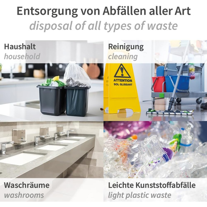 Сміттєвих пакетів Hygoclean Light, 60 л HDPE, рулон, прозорі, Д 75 см, Ш 64 см, 10 мкм, картон, сміттєві пакети, пакети для відходів, пакети для сміття, пакети для побутових відходів, пакети для відходів, 600