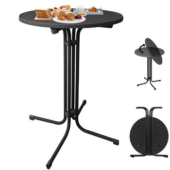 Складаний стоячий стіл, стіл для бістро, Ø 80 см, круглий, садовий стіл для приміщень/вулиці, стіл для вечірок для заходів, барів, клубів або ресторанів (чорний)