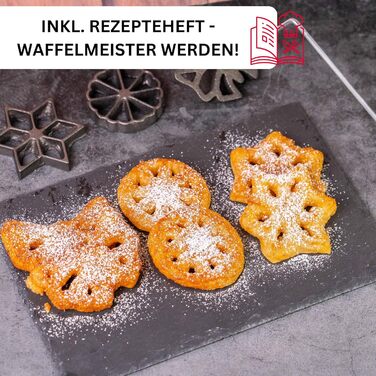 Вафельна пекарня Westmark, з 3 мотивами, з буклетом рецептів, розмір форми 7 9 см, сталь/дерево, сріблястий/світло-коричневий, 32242260