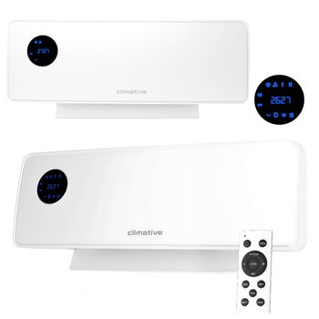 Настінний вентилятор-обігрівач SwingAir 2000 Вт, керамічний настінний обігрівач, електричний обігрівач для ванної кімнати з коливаннями, світлодіодний дисплей, білий