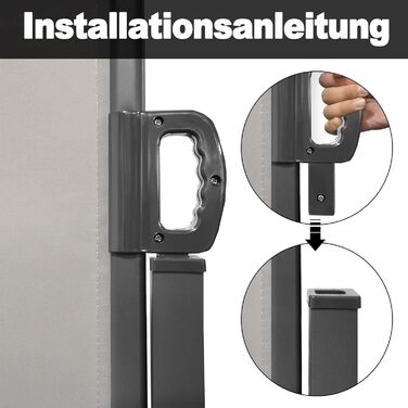 Розсувний бічний тент для балкону, сонцезахисний навіс, екран для забезпечення приватності, водонепроникний та вітронепроникний, виготовлений з поліестеру, для саду, патіо, дитячих майданчиків та кемпінгу (200x600 см, сірий) 200x600 см сірий