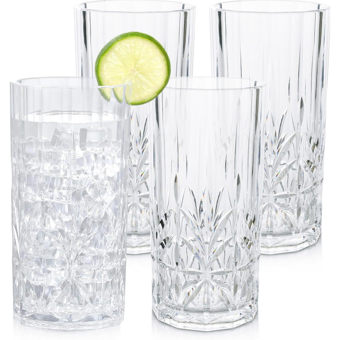 Стакани для пиття Myrtle Beach, високі, прозорі, набір з 4 шт. , ударостійкі, можна мити в посудомийній машині, пластик Tritan, не