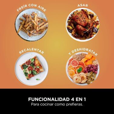 В-1, Мультипіч, Півень, Opwarmen, Drogen, Voor 1-2 порції, Digitaal, Voor Bevroren Voedsel, Anti-aanbak Lade & Mandje, 2000W, Zwart AF140EU, 4.7L, Enkele Lade, 4-