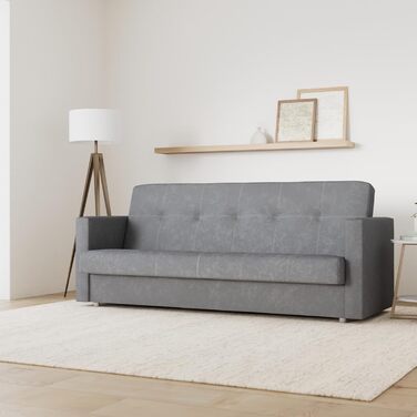 Розкладний диван Suedine Dave - Диван з функцією сну та ящиком для зберігання речей, ліжко, вибір кольорів, розкладний диван, диван від виробника, клік-клак (Сірий (Suedine 06))