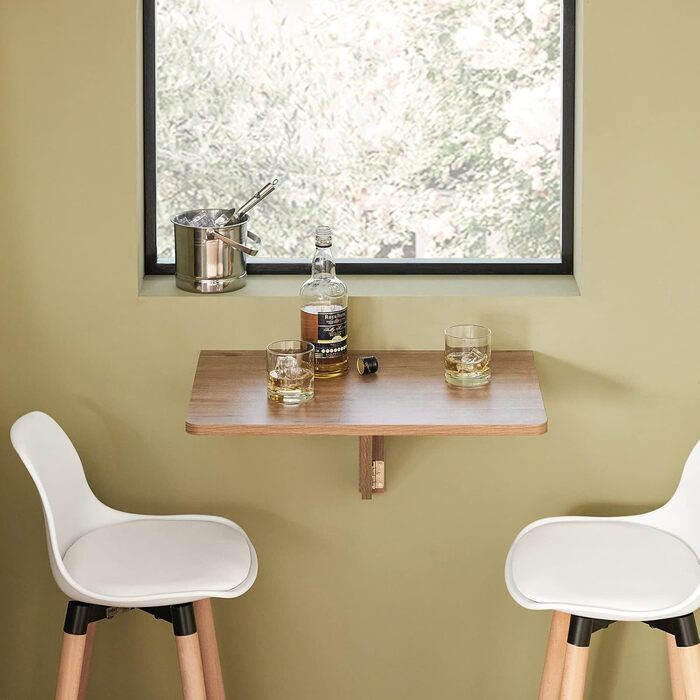 Настінний розкладний стіл SoBuy, розкладний обідній стіл, компактний кухонний стіл, компактний дизайн, розкладний стіл для невеликих приміщень, настінний стіл, 60x40 см, вінтажний FWT03-PF