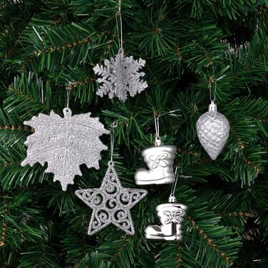 Різдвяні кульки для ялинки 102 шт срібні Deuba