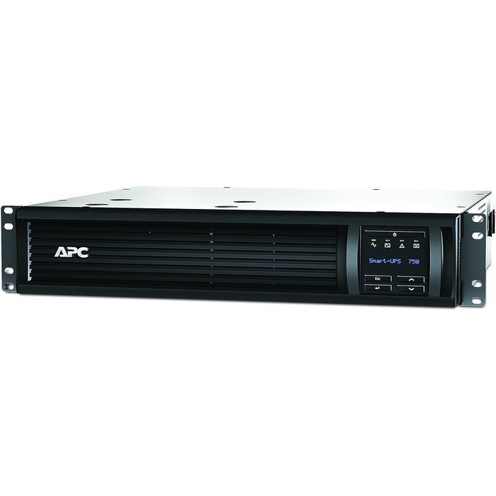 ДБЖ APC 750VA Smart з SmartConnect, резервний акумулятор ДБЖ для монтажу в SMT750RM2UC стійку, синусоїда, AVR, 120 В, лінійне інтерактивне джерело безперебійного живлення, чорний