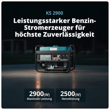 Бензиновий генератор K&S Knner&Shnen KS 2900, аварійний генератор потужністю 2900 Вт, 2x16A (230 В), 12 В, генератор з (AVR), генератор з індикатором рівня оливи, захистом від перевантаження та короткого замикання, генератор