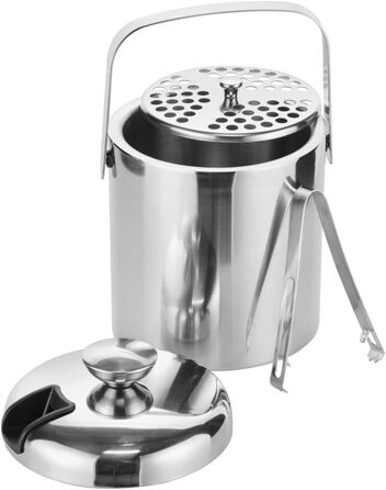 Відро для льоду HI з кришкою і щипцями (вкл. сито для крапель) - лоток для льоду з нержавіючої сталі з кришкою, лоток для льоду, б