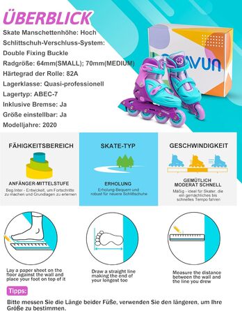 Роликові ковзани дитячі для дівчаток, регульовані 4 розміри роликових ковзанів з підсвічуванням коліс для дітей дівчаток M30-35 EU